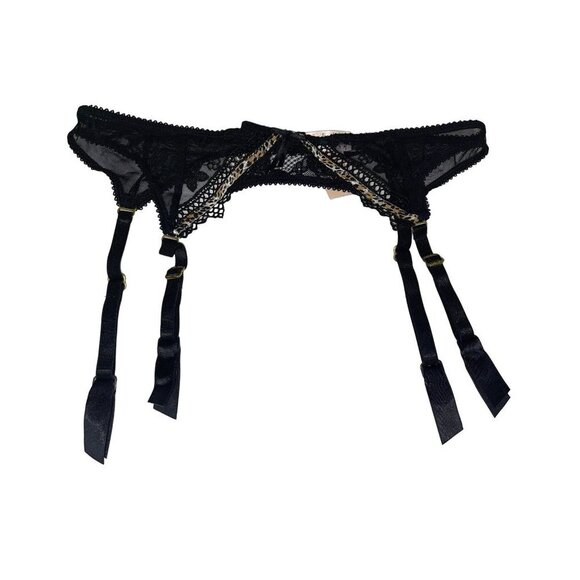NEW! Victoria's Secret Black Garter Belt Leopard Print Women's Size XS Small - Picture 1 of 5